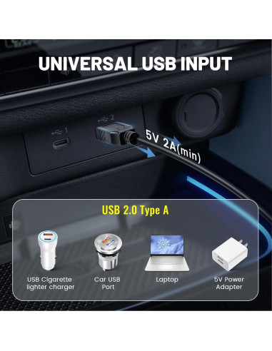 Cable de Alimentación Mini USB EWAY 4m Ángulo Izquierdo para Dashcam