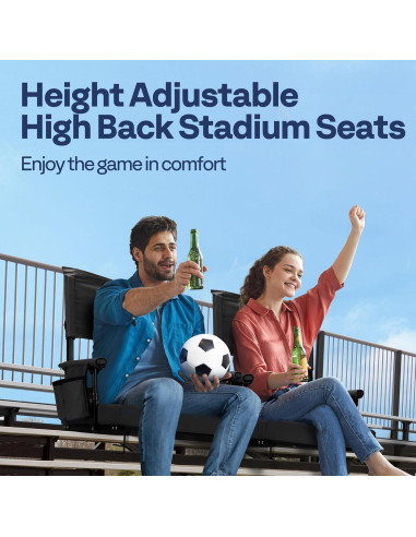 Sillas de Estadio VIVOHOME Ajustables con Cojín y Portavasos - 2 Pzas