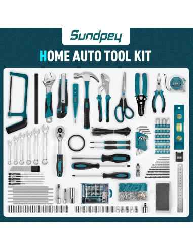 Kit de Herramientas Sundpey 379PCS - Caja Completa para Hogar y Auto