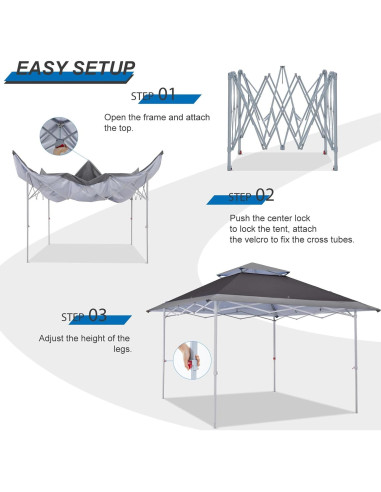 Carpa Plegable MASTERCANOPY 13x13 Gris para 6-8 Personas