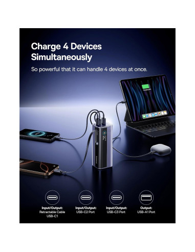 Banco de Energía Baseus EnerGeek 20,000mAh 145W Cargador Portátil