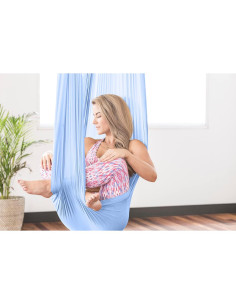 Columpio y Hamaca de Yoga Aéreo HEALTHYMODELLIFE Seda Azul 2