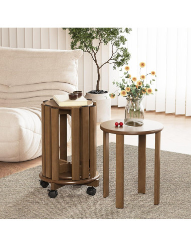 Juego de 4 Taburetes Apilables Welfuturer de Bambú 46 cm