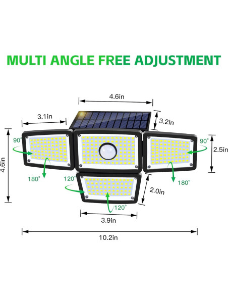 Lámpara Solar FAXBOX 4 Cabezas con Sensor de Movimiento 3000LM Lámpara Solar FAXBOX 4 Cabezas con Sensor de Movimiento 3000LM