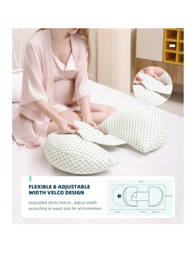 Almohada de Embarazo Oternal P001 Verde Ajustable 71.1x38.1cm