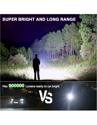 Linterna LED Táctica TUBORGO 900000 Lúmenes Recargable
