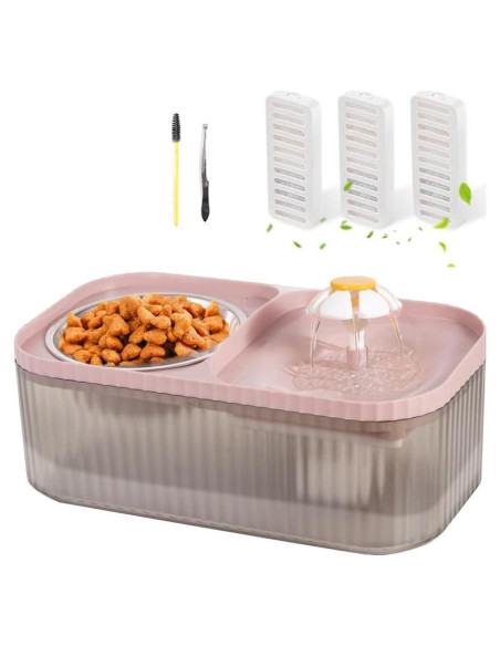 Fuente de Agua Automática para Gatos Marchul 3L Rosa Silenciosa Fuente de Agua Automática para Gatos Marchul 3L Rosa Silenciosa