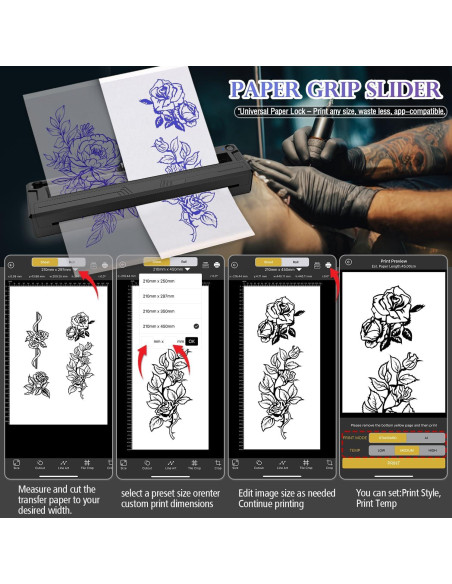 Impresora Térmica Inalámbrica Sacnahe M8 para Tatuajes A4 Impresora Térmica Inalámbrica Sacnahe M8 para Tatuajes A4