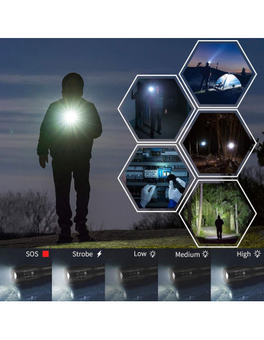 Linternas LED Whaply T6G-1 4 Pack 1000 Lúmenes a Prueba de Agua