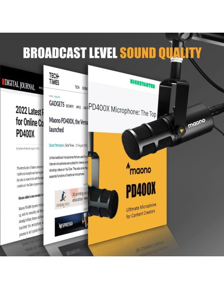 Micrófono Dinámico MAONO PD400X con Brazo BA92 para Podcast Micrófono Dinámico MAONO PD400X con Brazo BA92 para Podcast