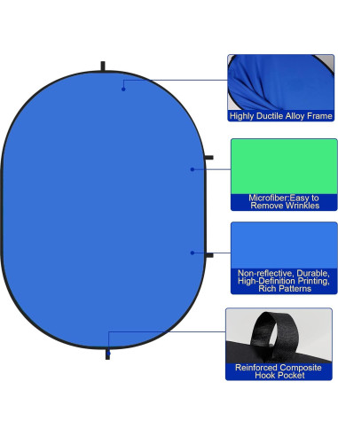 Fondo Plegable Pop-Up Kate 1.5x2m Azul/Verde para Fotografía