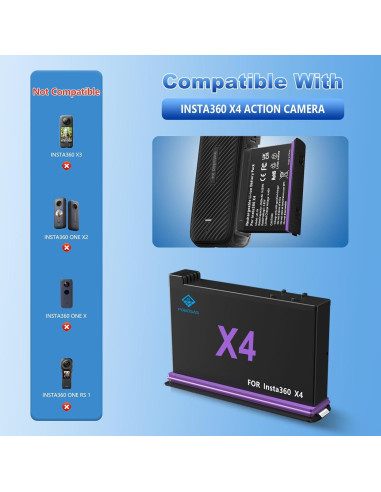 Batería 360 X4 POEOSAS 2500mAh 2-Pack con Cargador Rápido