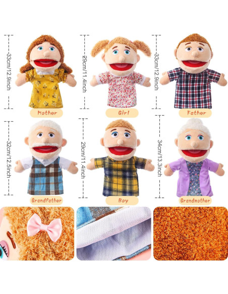 Títeres de Mano Familiar ZJoey 30.48 cm 6 Piezas Peluche Títeres de Mano Familiar ZJoey 30.48 cm 6 Piezas Peluche