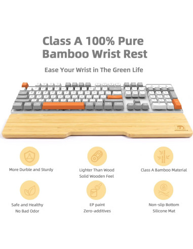 Reposamuñecas Ergonómico de Bambú MANBASNAKE 41.8x8x2.5cm
