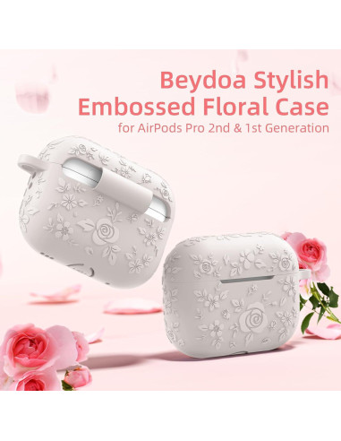 Funda de Silicona Floral Beydoa para AirPods Pro 2 Beige