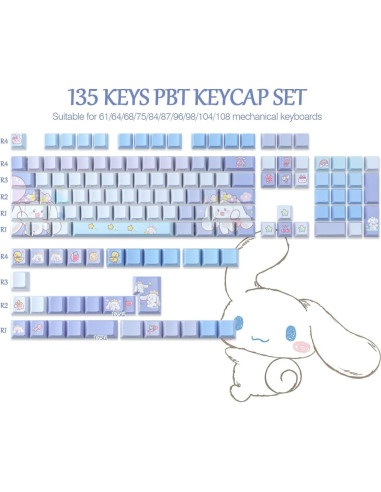Conjunto de Teclas Mecánicas Hyekit PBT 131 Teclas Cherry Anime