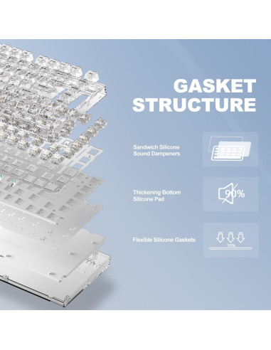 Teclado Mecánico YUNZII X75 Hot Swappable 82 Teclas RGB Blanco
