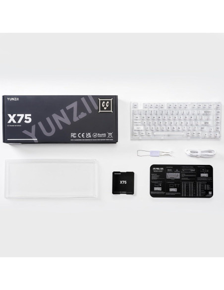 Teclado Mecánico YUNZII X75 Hot Swappable 82 Teclas RGB Blanco Teclado Mecánico YUNZII X75 Hot Swappable 82 Teclas RGB Blanco