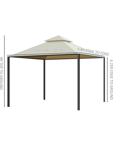 Gazebo Rectangular NicBex Beige 299.72x299.72 cm Acero