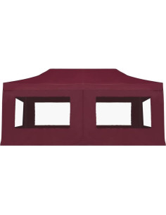 Carpa de Fiesta Plegable GROSERY 5.7x3m Rojo Vino con Paredes 2