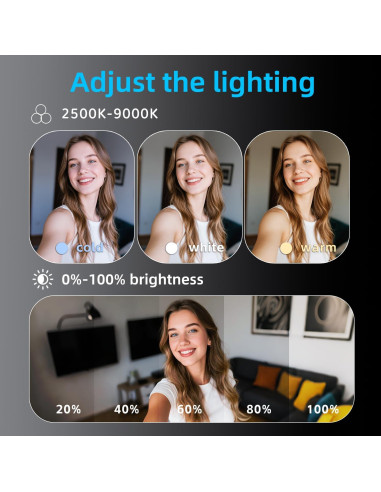 Luz de Selfie Magnética FJHEPERPOO M27-Blanco con Espejo HD