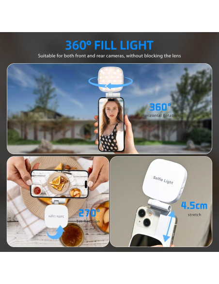 Luz de Selfie Magnética FJHEPERPOO M27-Blanco con Espejo HD Luz de Selfie Magnética FJHEPERPOO M27-Blanco con Espejo HD