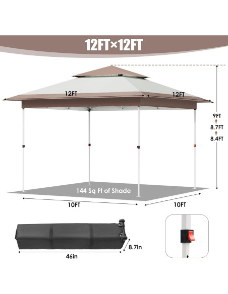 Carpa Pop Up Arlopu 3.66m x 3.66m Caqui Resistente al Agua Carpa Pop Up Arlopu 3.66m x 3.66m Caqui Resistente al Agua