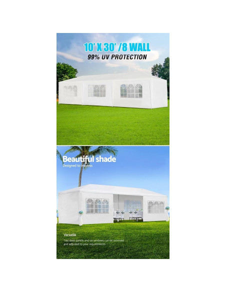 Carpa Gazebo Exterior 3x9m Bennbari Blanca con Paredes Removibles Carpa Gazebo Exterior 3x9m Bennbari Blanca con Paredes Removibles
