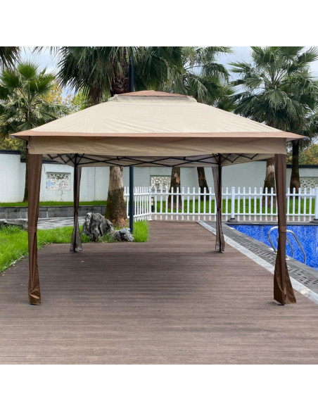 Gazebo Pop Up Wheloy 330x330 cm con Red Desmontable Café Gazebo Pop Up Wheloy 330x330 cm con Red Desmontable Café