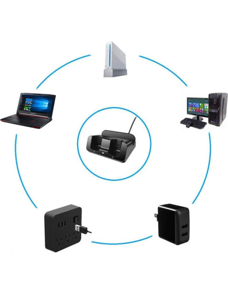 Base de Carga 3 en 1 eLUUGIE para Wii U Gamepad y Controladores Base de Carga 3 en 1 eLUUGIE para Wii U Gamepad y Controladores