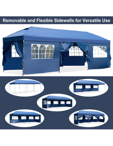 Carpa Pop Up 10x30 Wheloy Marino con Paredes Laterales