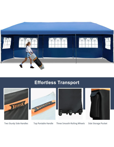Carpa Pop Up 10x30 Wheloy Marino con Paredes Laterales