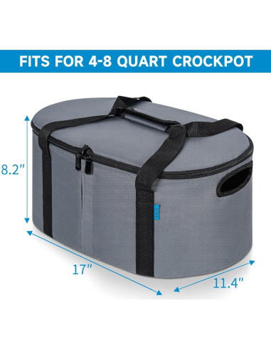 Bolsa de Viaje Aislante LASUK para Olla Lenta 4-8 Qt Gris