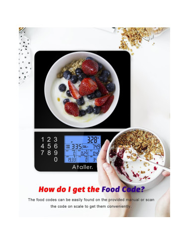 Báscula Digital de Alimentos Ataller con Calculadora Nutricional 5kg