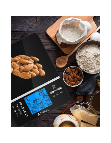 Báscula Digital de Alimentos Ataller con Calculadora Nutricional 5kg