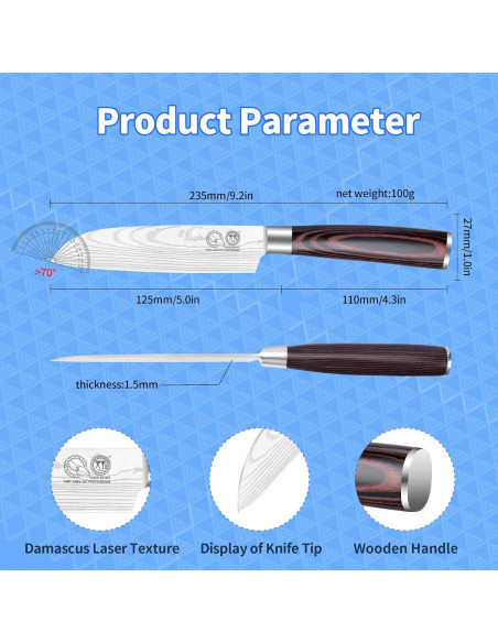 Cuchillo Santoku XYJ 12.7 cm Acero Inoxidable Mango Pakka Cuchillo Santoku XYJ 12.7 cm Acero Inoxidable Mango Pakka