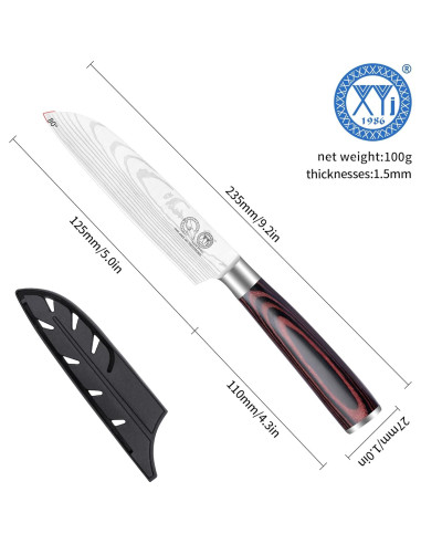 Cuchillo Santoku XYJ 12.7 cm Acero Inoxidable Mango Pakka