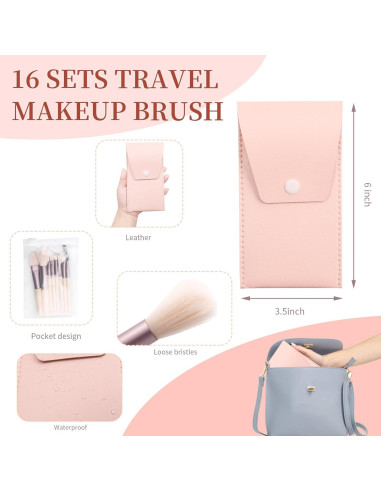 Set de 16 Brochas de Maquillaje Olutacot Viaje Beige