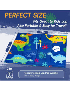 Manta con peso ROKDUK 43x56cm Dinosaurio Azul 0.91kg 2