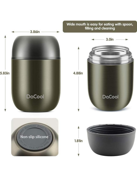 Tarro de Comida Térmico DaCool 350ml Acero Inoxidable Gris Tarro de Comida Térmico DaCool 350ml Acero Inoxidable Gris