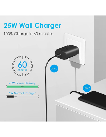 Cargador Rápido USB-C 25W con Cable 1.83m para Galaxy S24/S23 Cargador Rápido USB-C 25W con Cable 1.83m para Galaxy S24/S23