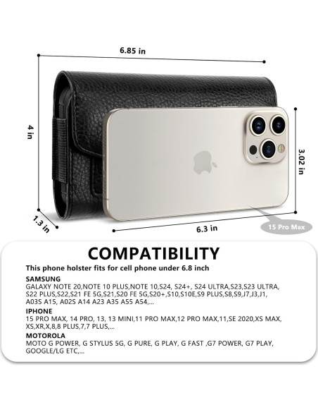 Funda de cuero COCO STARKE para teléfono con clip negro Funda de cuero COCO STARKE para teléfono con clip negro