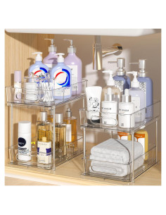 Organizador Bajo el Fregadero Delamu 2 Niveles Transparente