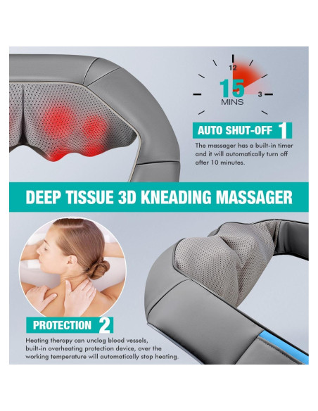 Masajeador de Cuello y Espalda KUZARO Shiatsu con Calor 4D Masajeador de Cuello y Espalda KUZARO Shiatsu con Calor 4D