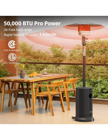 Calentador de Patio EAST OAK 50,000 BTU Propano Negro Calentador de Patio EAST OAK 50,000 BTU Propano Negro