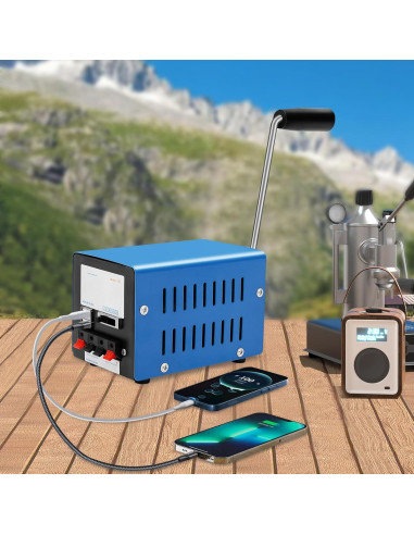 Generador Manual Porkke 20W - Cargador Portátil Azul
