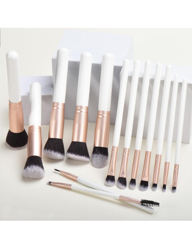 Set de 14 Pinceles de Maquillaje Blancos YJ-Anyue