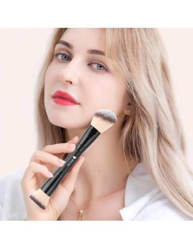 DUcare Juego de Brochas de Maquillaje Doble Punta 2 Pcs Negro
