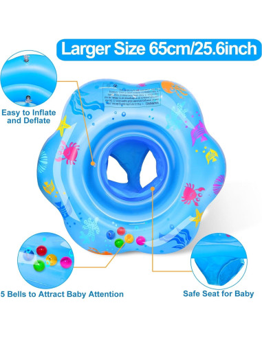 Flotador de piscina para bebés AMENON 65 cm azul seguro