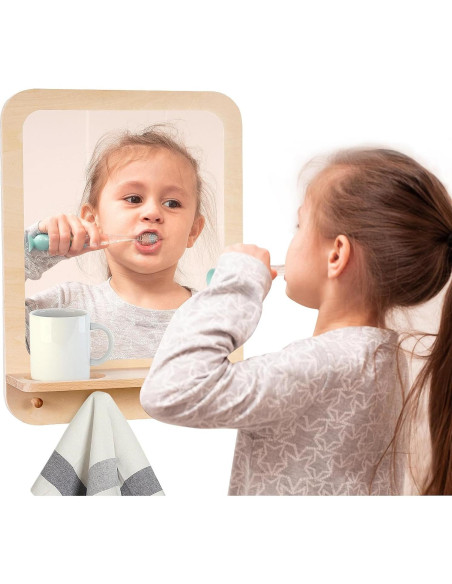 Espejo de Pared Irrompible Oranwell para Niños con Ganchos Espejo de Pared Irrompible Oranwell para Niños con Ganchos